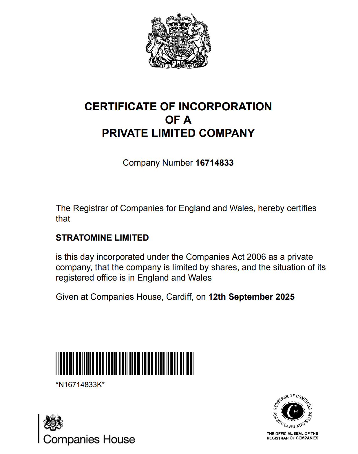 Certificado de StratoMine